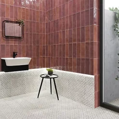 Les Carreaux De Jean  Faïence Effet Zellige Bordeaux CINQUE TERRE Carmine 10x30cm - Les Carreaux de Jean