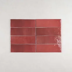 Faïence Effet Zellige Bordeaux ARTISAN 6.5x20 Burgundy - Les Carreaux de Jean-Gioia Materia Clearance