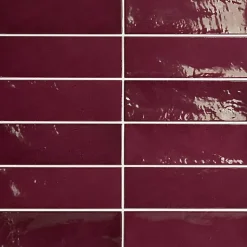 Gioia Materia Faïence Effet Zellige Bordeaux VILLAGE 6,5x20 Aubergine - LES CARREAUX DE JEAN