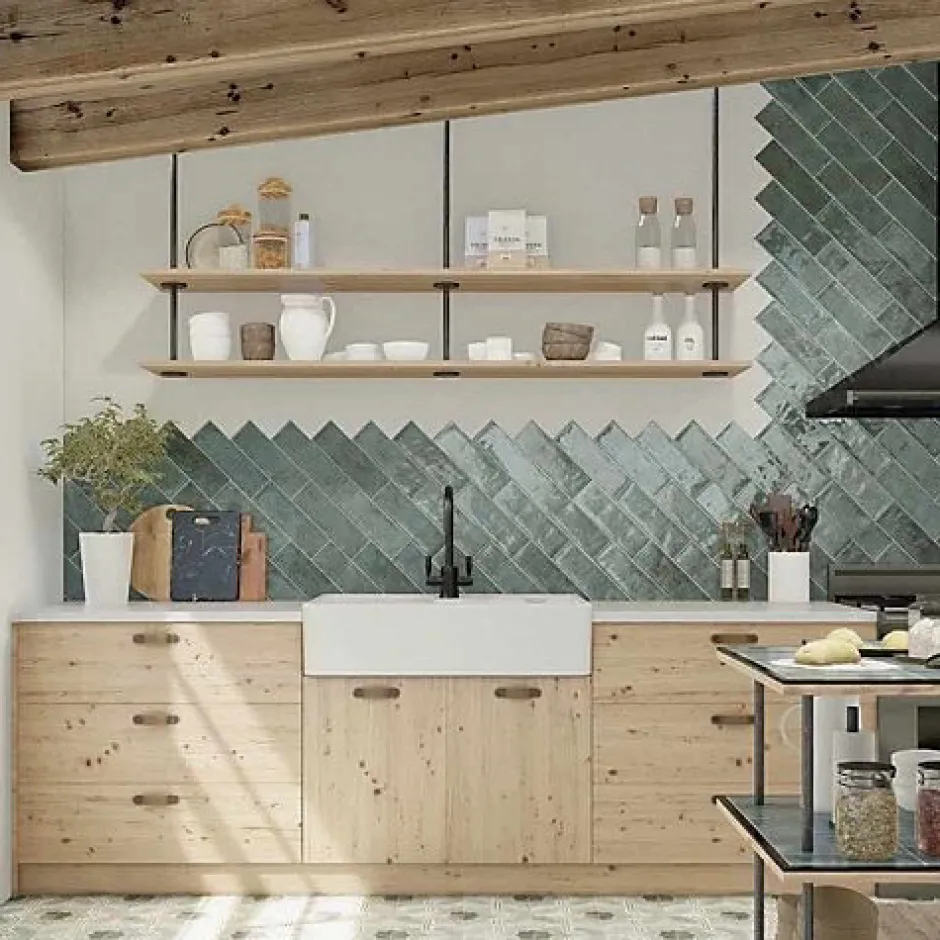 Les Carreaux De Jean Faïence Effet Zellige CINQUE TERRE Océan 10x30cm - Les Carreaux de Jean