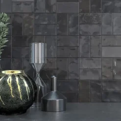 Faïence Effet Zellige Gris Foncé FEZ Brillant 6,2x12,5 Graphite - Les Carreaux de Jean-Les Carreaux De Jean  Clearance