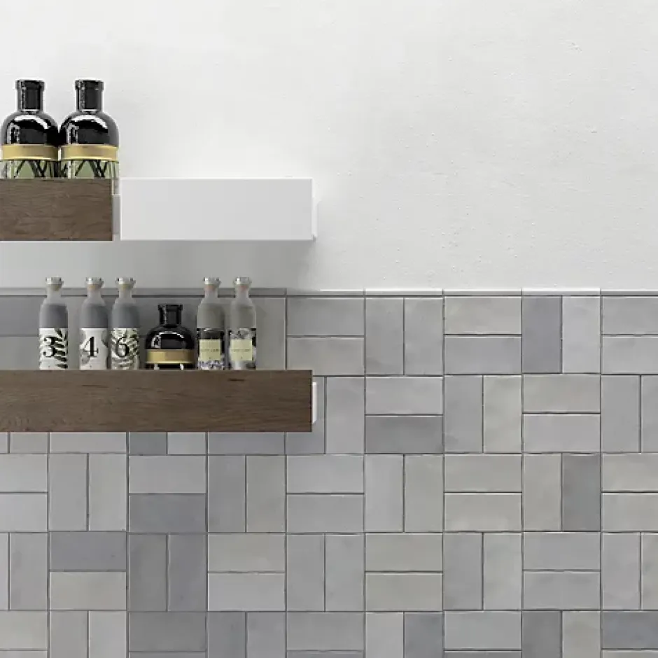 Les Carreaux De Jean Faïence Effet Zellige Gris FEZ Brillant 6,2x12,5 Grey - Les Carreaux de Jean