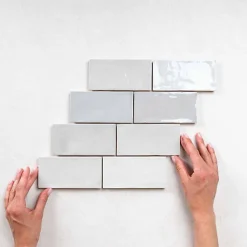 Les Carreaux De Jean  Faïence Effet Zellige Gris FEZ Brillant 6,2x12,5 Grey - Les Carreaux de Jean