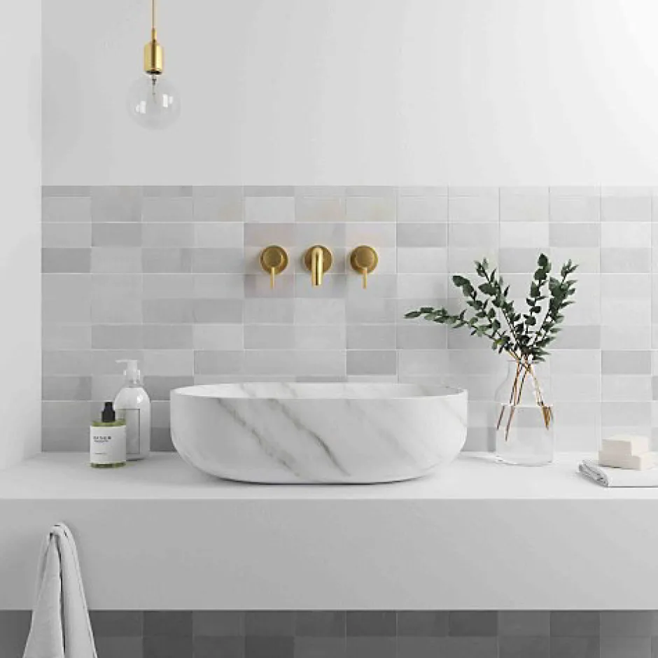 Les Carreaux De Jean Faïence Effet Zellige Gris FEZ Brillant 6,2x12,5 Grey - Les Carreaux de Jean