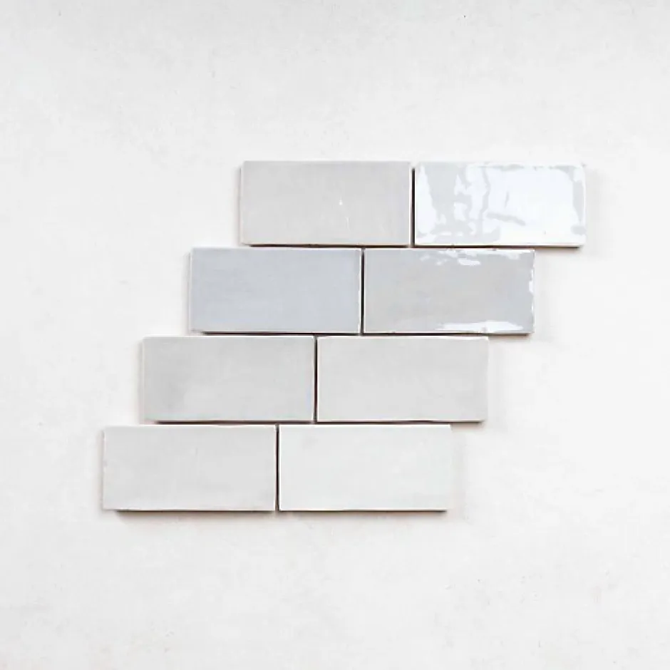 Les Carreaux De Jean Faïence Effet Zellige Gris FEZ Brillant 6,2x12,5 Grey - Les Carreaux de Jean