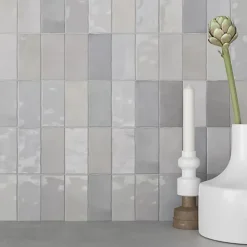 Les Carreaux De Jean Faïence Effet Zellige Gris FEZ Brillant 6,2x12,5 Grey - Les Carreaux de Jean