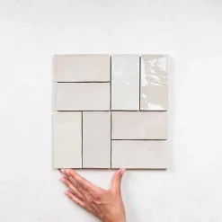 Faïence Effet Zellige Gris Clair FEZ Brillant 6,2x12,5 Warm - Les Carreaux de Jean-Les Carreaux De Jean  Online