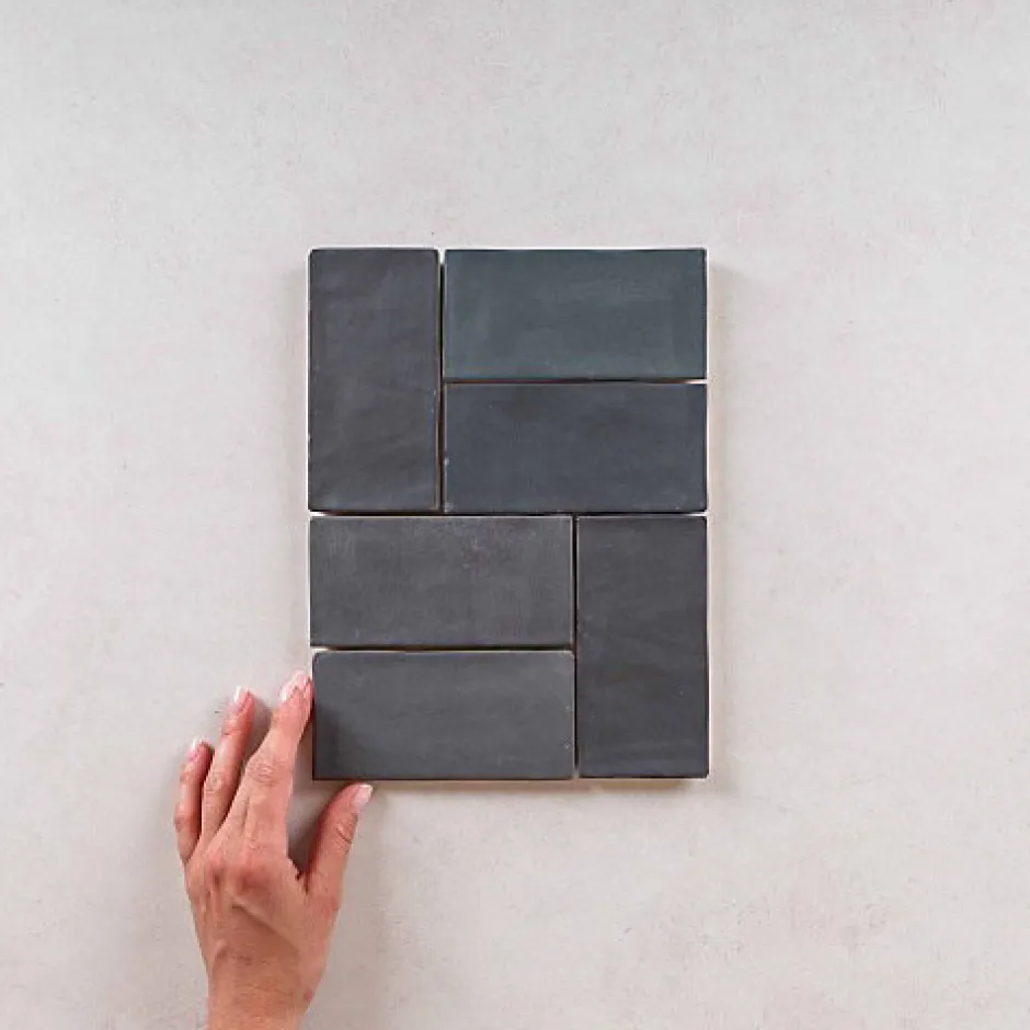 Les Carreaux De Jean Faïence Effet Zellige Gris Foncé FEZ Mat 6,2x12,5 Graphite - Les Carreaux de Jean