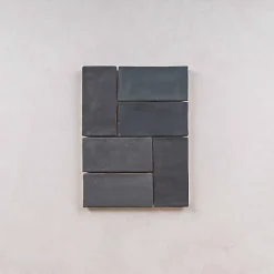 Les Carreaux De Jean Faïence Effet Zellige Gris Foncé FEZ Mat 6,2x12,5 Graphite - Les Carreaux de Jean