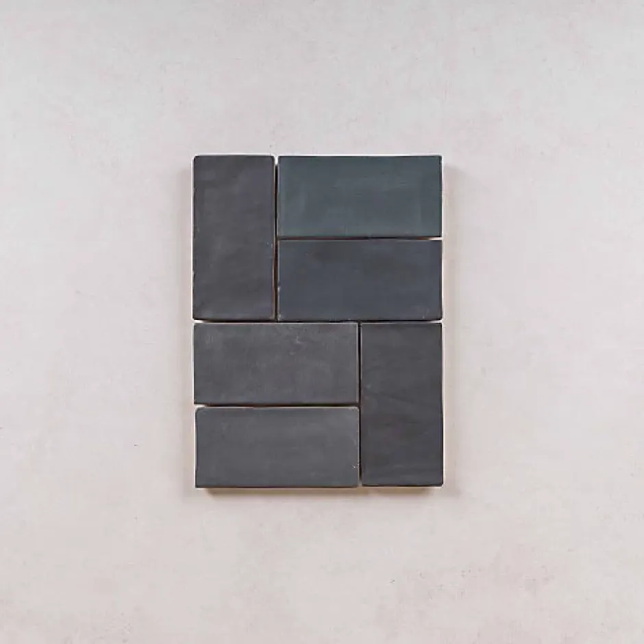 Les Carreaux De Jean Faïence Effet Zellige Gris Foncé FEZ Mat 6,2x12,5 Graphite - Les Carreaux de Jean