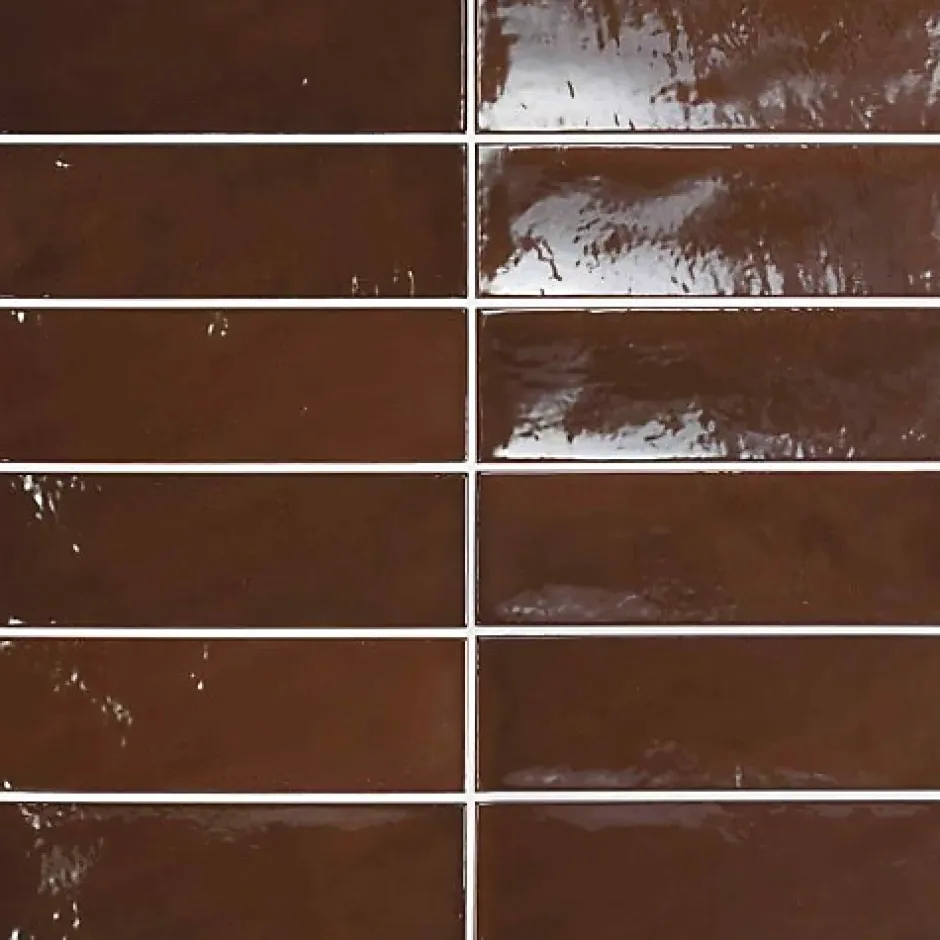 Faïence Effet Zellige Marron VILLAGE 6,5x20 Walnut Brown - LES CARREAUX DE JEAN-Gioia Materia Clearance