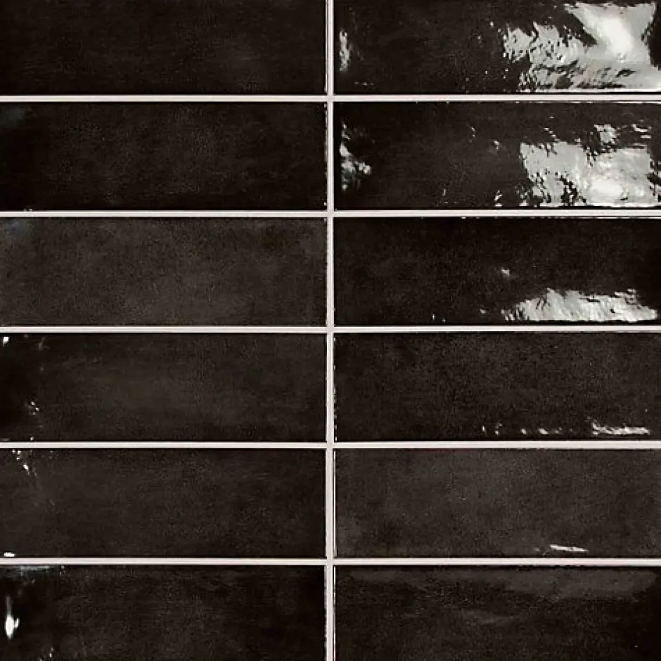 Faïence Effet Zellige Noir VILLAGE 6,5x20 Black - LES CARREAUX DE JEAN-Gioia Materia Outlet