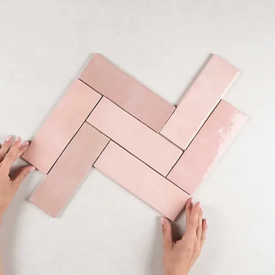 Gioia Materia Faïence Effet Zellige Rose ARTISAN 6.5x20 Rose - Les Carreaux de Jean