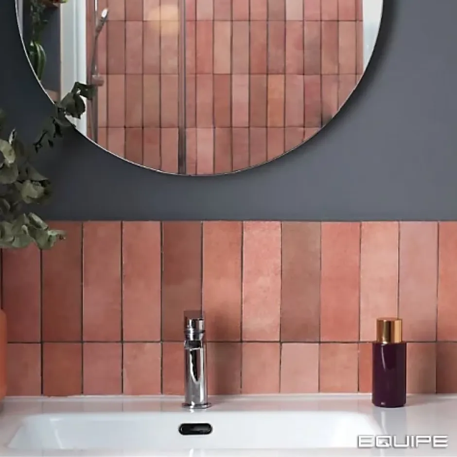 Gioia Materia Faïence Effet Zellige Rose ARTISAN 6.5x20 Rose - Les Carreaux de Jean