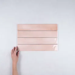 Gioia Materia Faïence Effet Zellige Rose Clair MANACOR 6,5x40 blush pink - Les Carreaux de Jean