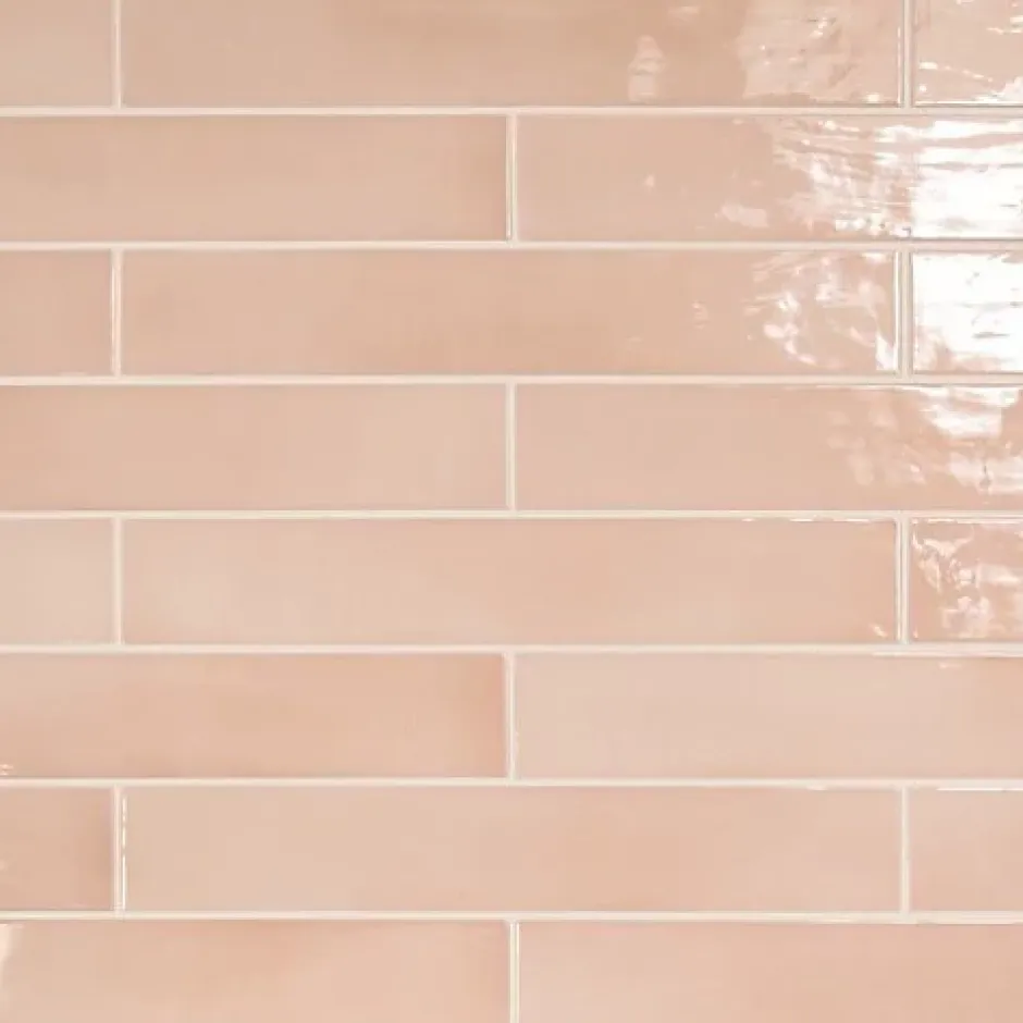 Gioia Materia Faïence Effet Zellige Rose Clair MANACOR 6,5x40 blush pink - Les Carreaux de Jean