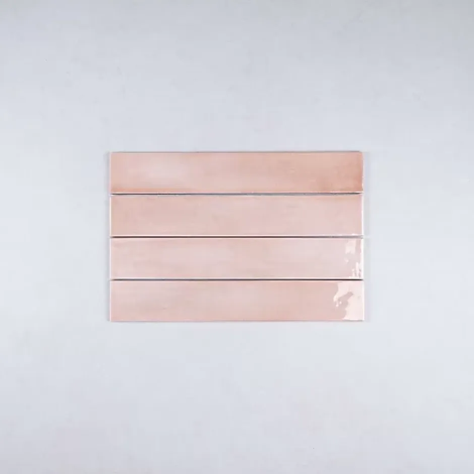 Gioia Materia Faïence Effet Zellige Rose Clair MANACOR 6,5x40 blush pink - Les Carreaux de Jean