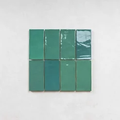 Faïence Effet Zellige Vert FEZ Brillant 6,2x12,5 Emerald - Les Carreaux de Jean-Les Carreaux De Jean  Hot
