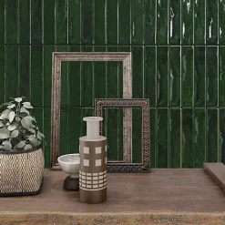 Faïence Effet Zellige Vert Émeraude SAONA 5x25 Green - Les Carreaux de Jean-Les Carreaux De Jean  Outlet