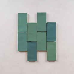 Faïence Effet Zellige Vert FEZ Mat 6,2x12,5 Emerald - Les Carreaux de Jean-Les Carreaux De Jean  Online