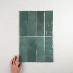 Gioia Materia Faïence Effet Zellige Vert ARTISAN 6.5x20 Green - Les Carreaux de Jean