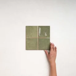 Les Carreaux De Jean Faïence Effet Zellige Vert CHAOUEN 10x10 Forest - Les Carreaux de Jean