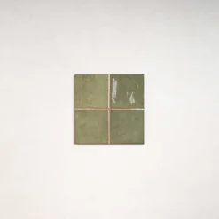 Les Carreaux De Jean Faïence Effet Zellige Vert CHAOUEN 10x10 Forest - Les Carreaux de Jean