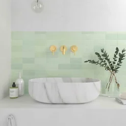 Les Carreaux De Jean  Faïence Effet Zellige Vert d'eau FEZ Mat 6,2x12,5 Mint - Les Carreaux de Jean