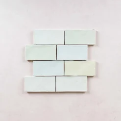 Les Carreaux De Jean Faïence Effet Zellige Vert d'eau FEZ Mat 6,2x12,5 Mint - Les Carreaux de Jean