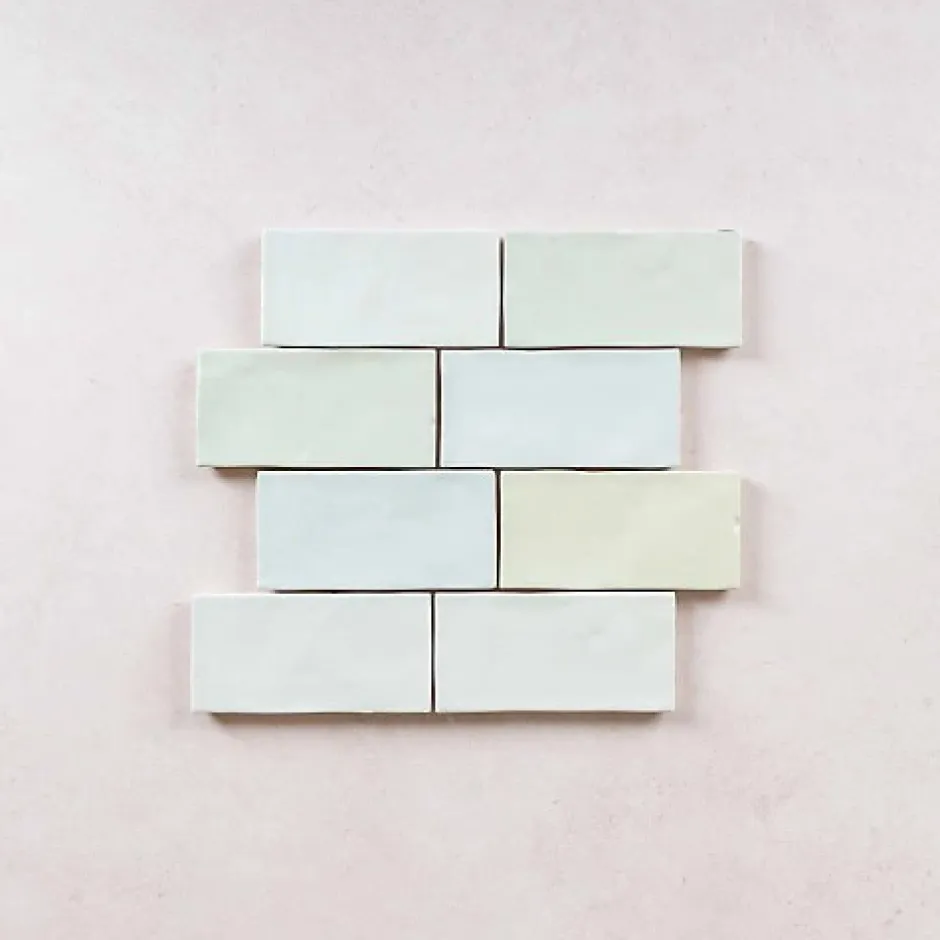 Les Carreaux De Jean Faïence Effet Zellige Vert d'eau FEZ Mat 6,2x12,5 Mint - Les Carreaux de Jean