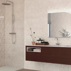 Faïence murale à motifs géométriques effet béton blanc L.90 x l.30 cm x ép.10,5 mm, Asphalt-Baldocer