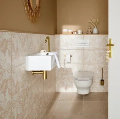 Etile Faïence murale beige sable décor feuillage 2D mat L.90 x l.30 cm x ép.10,5 mm, Aspen