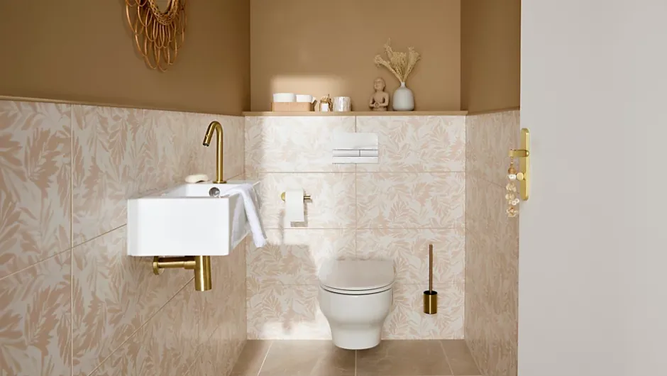 Etile Faïence murale beige sable décor feuillage 2D mat L.90 x l.30 cm x ép.10,5 mm, Aspen