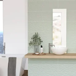 Etile Faïence murale beige vert menthe décor 3D mat L.90 x l.30 cm x ép.10,5 mm, Aspen