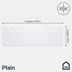 Faïence murale blanc brillant avec relief L.60 x l.20 cm x ép.8,3 mm, Plain-GoodHome New