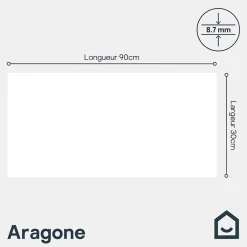 GoodHome Faïence murale blanc brillant L.90 x l.30 cm x ép.8,7 mm, Aragone