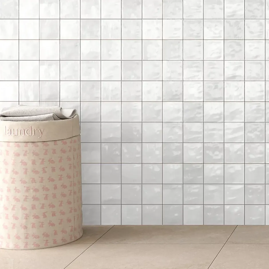 Faïence murale blanc brillant texturé L.60 x l.31,6 cm x ép.9 mm, Soul-Ecoceramic Hot