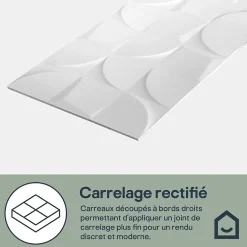 Faïence murale blanc décor géométrique L.90 x l.30 cm x ép.8,7 mm, Aragone-GoodHome Outlet