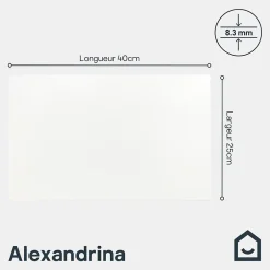 Faïence murale blanc mat L.40 x l.25 cm x ép.8,3 mm, Alexandrina-GoodHome Clearance
