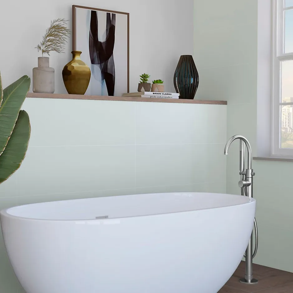 Etile Faïence murale bleu ciel mat L.90 x l.30 cm x ép.10,5 mm, Aspen