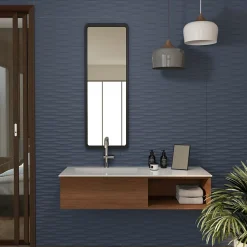 Etile Faïence murale bleu foncé mat décor 3D L.90 x l.30 cm x ép.10,5 mm, Aspen