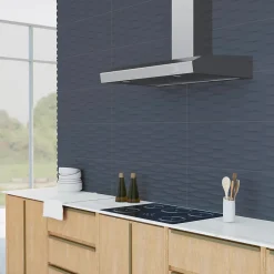 Etile Faïence murale bleu foncé mat décor 3D L.90 x l.30 cm x ép.10,5 mm, Aspen