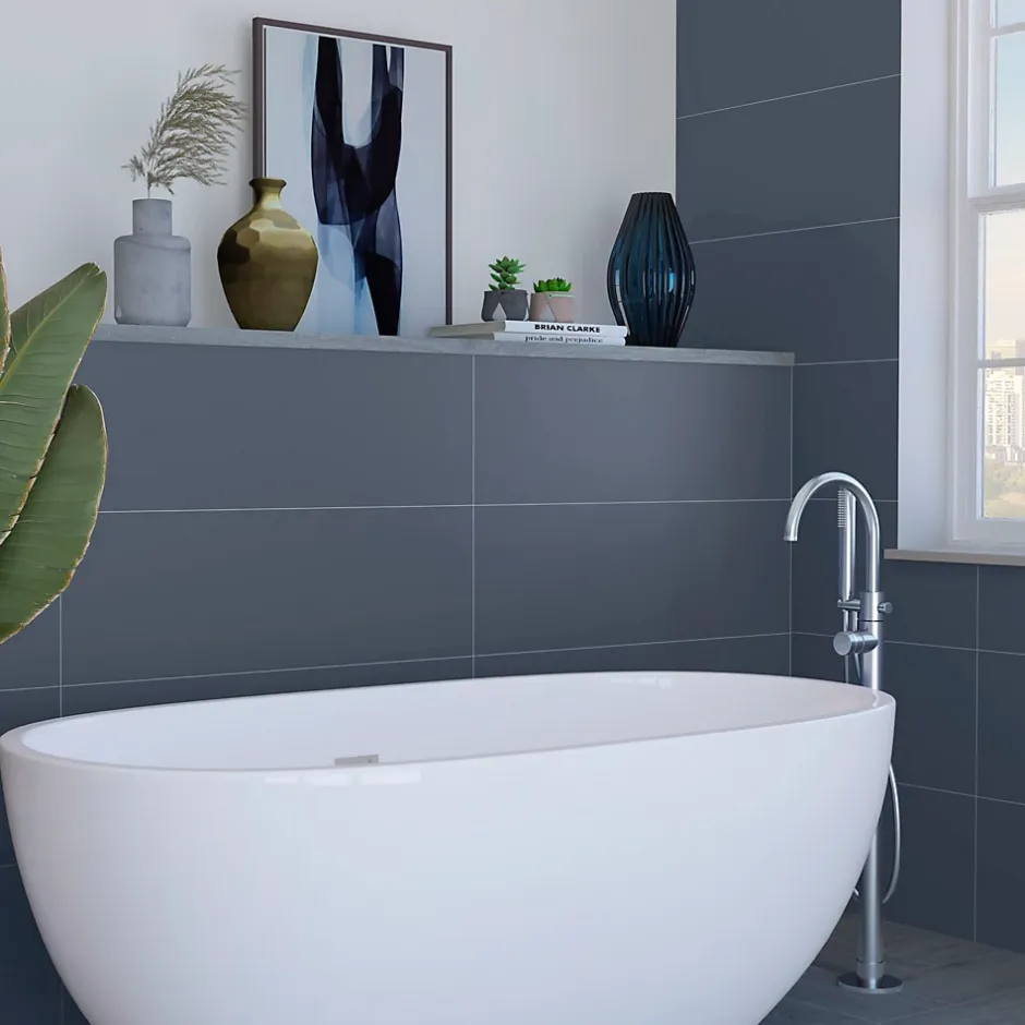 Etile Faïence murale bleu mat L.90 x l.30 cm x ép.10,5 mm, Aspen