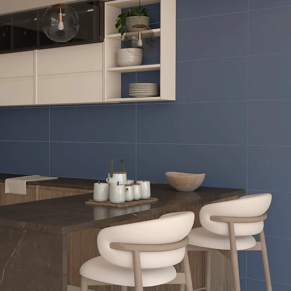 Etile Faïence murale bleu mat L.90 x l.30 cm x ép.10,5 mm, Aspen