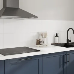 GoodHome Faïence murale décor relief linéaire blanc L.40 x l.25 cm x ép.8,3 mm, Alexandrina