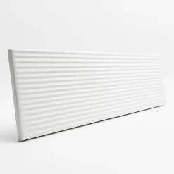 Faïence murale décor relief linéaire blanc cassé mat L.30 x l.7 cm, Minerra- Sale