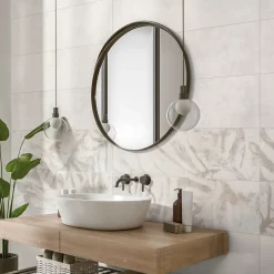 Faïence murale effet béton blanc L.90 x l.30cm x ép.10 mm, Brush- New