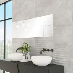 Baldocer Faïence murale effet béton gris foncé mat décor vague L.90 x l.30 cm x ép.10,5 mm, Unik