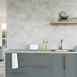 Baldocer Faïence murale effet béton gris foncé mat décor vague L.90 x l.30 cm x ép.10,5 mm, Unik