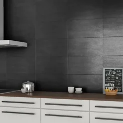 Faïence murale effet béton noir mat L.60 x l.20 cm x ép.9,5 mm, Gallery-Ecoceramic Hot
